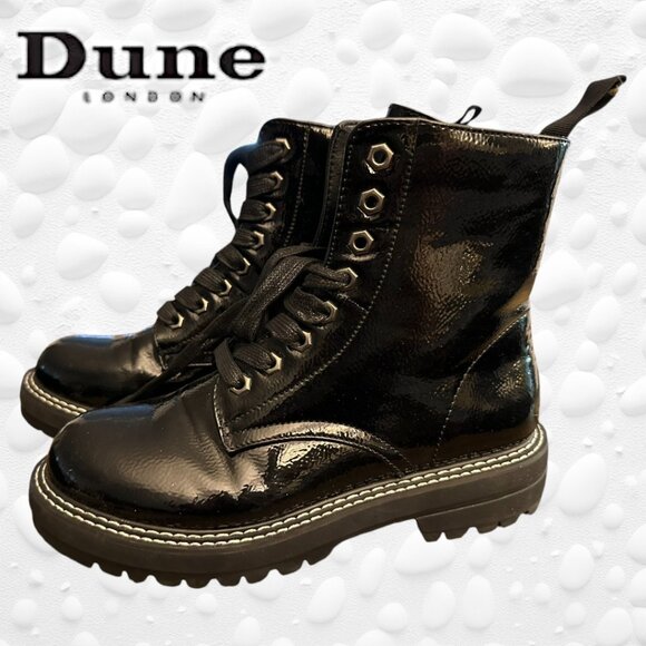 Dune London Shoes - DUNE London Patent Black Combat Boot NWOT 8.5M